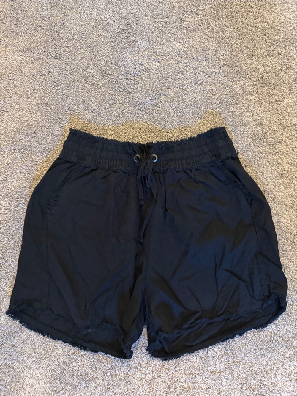 Zenana Outfitters Black Elastic Waist Drawstring Shorts